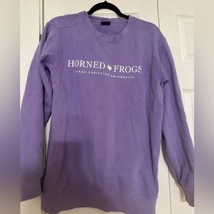 Comfort Colors Light Purple TCU Sweatshirt Crewneck Women’s Small Horned Frogs